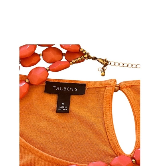 TALBOTS PLEATED CORAL CREW NECK TEE SZ MED - Picture 9 of 12